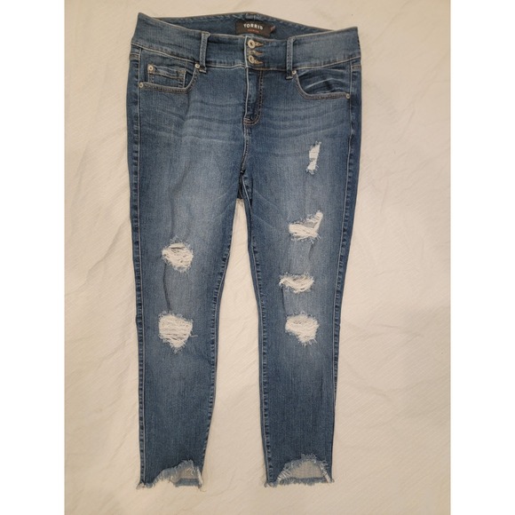 Torrid stretch  jeans: Jegging fit, medium wash, Distressed Women's 14 Reg - Picture 3 of 6